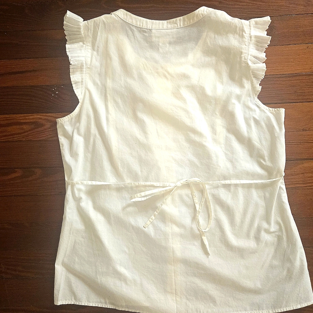 LOFT White Ruffled Bib Top - Picture 2 of 3